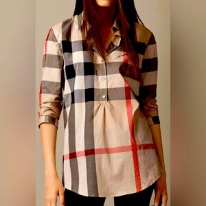 Auth. Burberry Brit Blouse MINT Nova Check, 21” P2P- less on cross platform